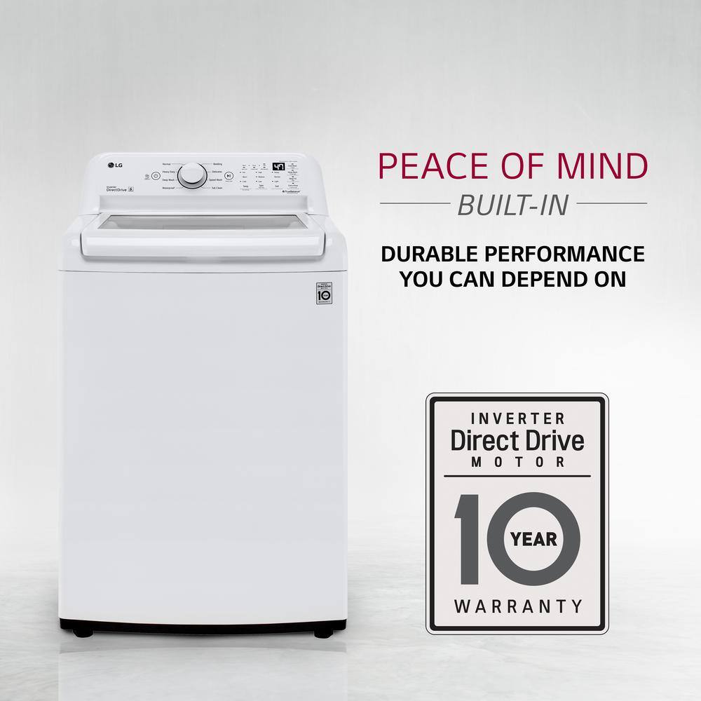 LG 4.3 Cu. Ft. Top Load Washer in White with 4-Way Agitator NeveRust Drum and TurboDrum Technology WT7005CW