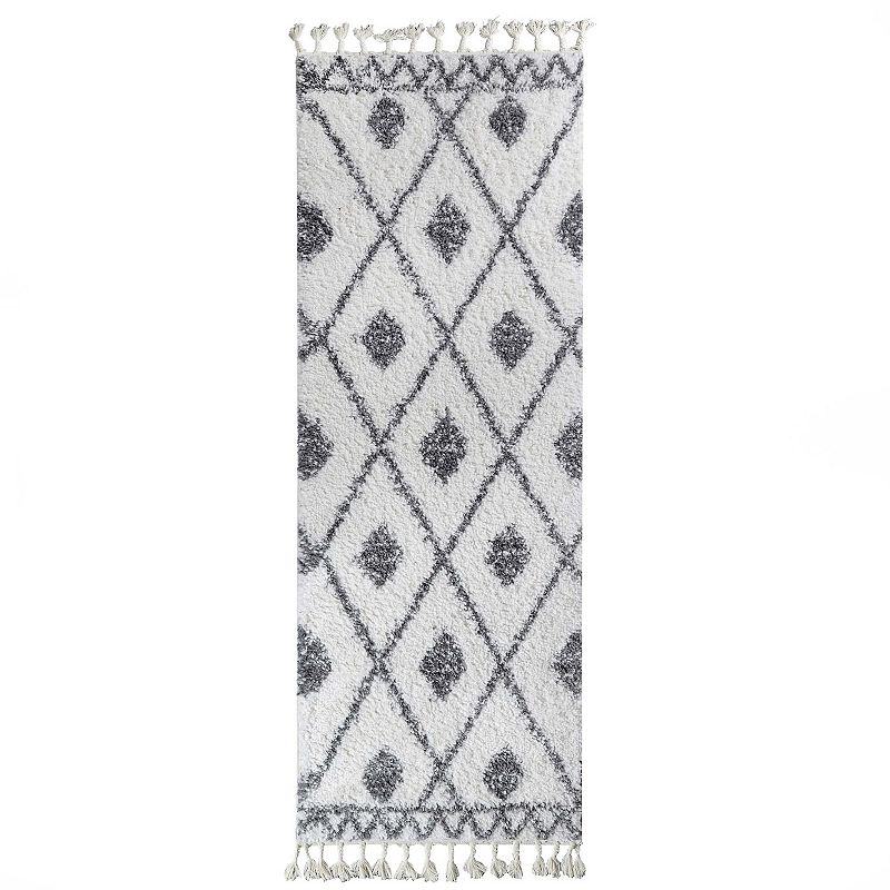 SUPERIOR Boho Tribal Geometric Indoor Tassled Shag Area Rug