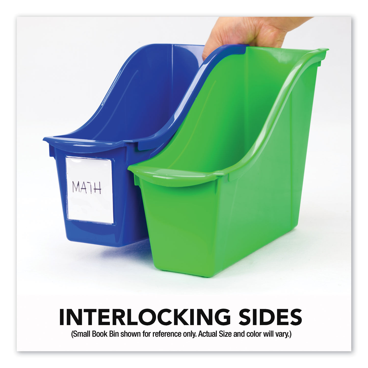 Interlocking Book Bins with Clear Label Pouches by Storex STX70105U06C