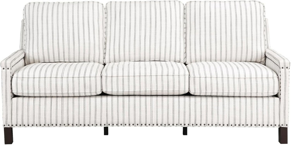 Traditional Sofa  Comfortable Beige Seat With Gray Striped Pattern   Traditional   Sofas   by Decor Love  Houzz