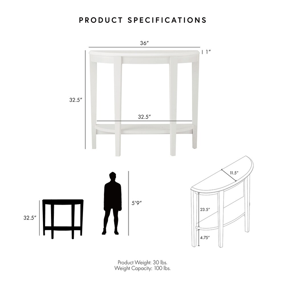 DH BASIC Contemporary Brown Decorative 1 Shelf Half moon Console Table by Denhour