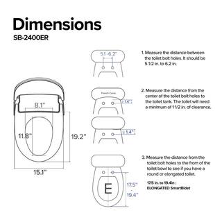 SmartBidet Electric Bidet Seat for Elongated and French Curve Toilets in White with Heated Seat Remote Control and Nightlight SB-2400ER