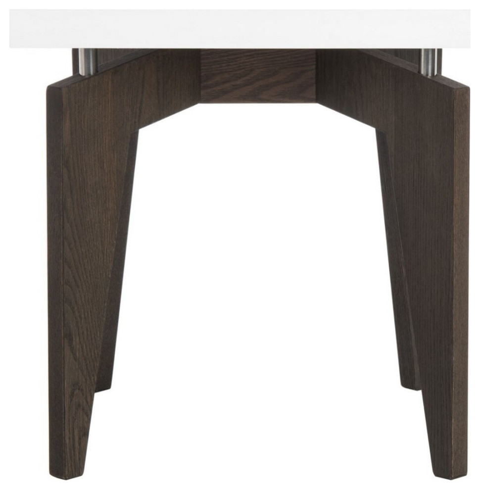 Jaxtyn Retro Lacquer Floating Top Lacquer End Table White/Dark Brown   Midcentury   Side Tables And End Tables   by AED Luxury Home Decor  Houzz