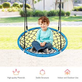 Costway Spider Web Chair Swing with Adjustable Hanging Ropes Kids Play Equipment Blue OP70310BL