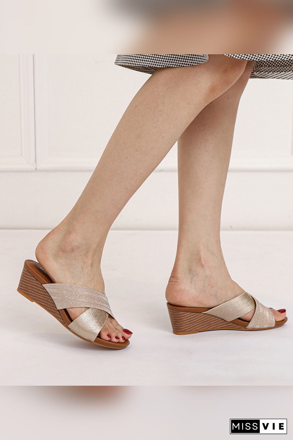 Crisscross Straps Wedge Sandals