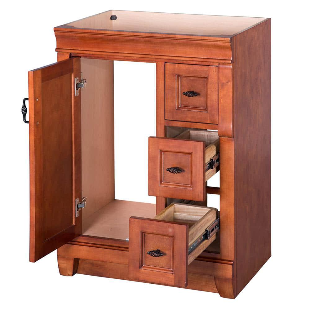 Home Decorators Collection Naples 24 in W Bath Vanity Cabinet Only in Warm Cinnamon with Right Hand Drawers