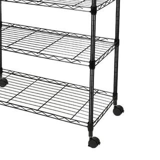 Amucolo Black 5-Tier Steel Wire Garage Storage Shelving Unit with Wheels (29.37 in. W x 60.8 in. H x 13.46 in. D) DHS-CYHK-105G