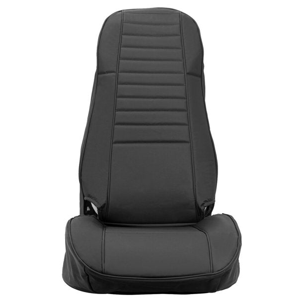 Kojem Black Faux Leather Seat Covers Compatible with 1976-1986 Jeep CJ7 CJ8 and Early YJ up to 1990 Front High-Back Bucket Seats and Rear Bench Seat