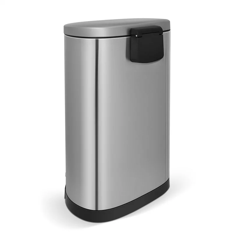 10.6 Gal./40 Liter Stainless Steel Semi-round Step-on Trash Can for Kitchen