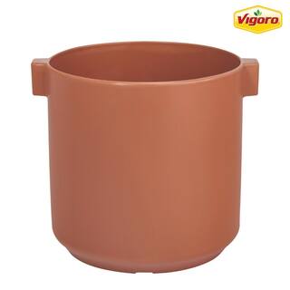 Vigoro 16 in. Alhambra Large Brown Plastic Planter (16 in. D x 14.8 in. H) HUPS00592N-16T