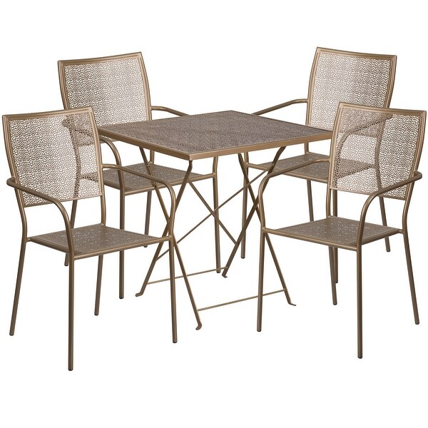 28-inch Square 5-piece Indoor/ Outdoor Folding Table and Chairs Set -  - 27415337