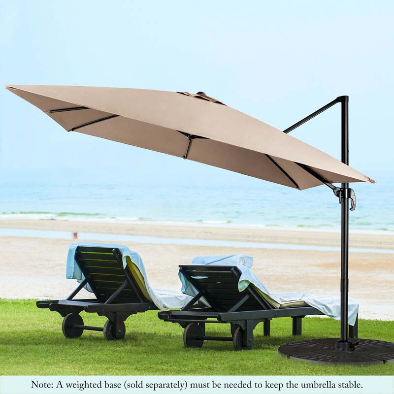 10 x 10 FT Square Patio Umbrella, 3-Tilt Cantilever Offset Umbrella, Large Outdoor Market Umbrella with Crossed Base