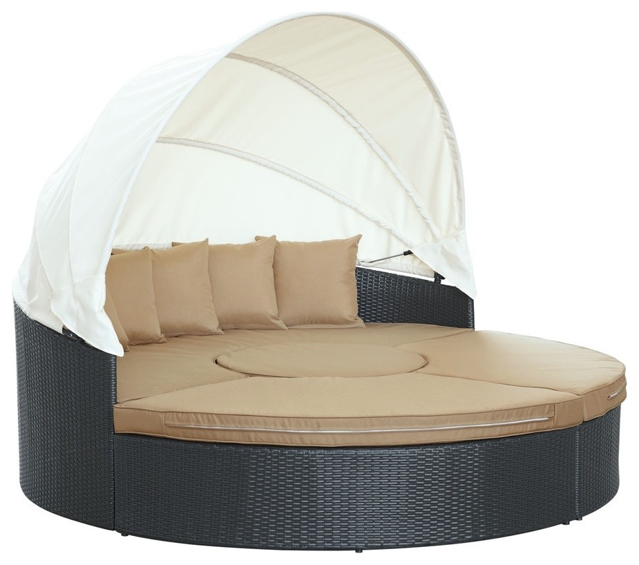 Modway Quest Canopy Outdoor Patio Daybed  Espresso  Orange   Contemporary   Outdoor Lounge Sets   by BisonOffice  Houzz