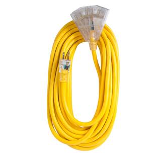 Bergen Industries 100 ft. 123 SJTW 15 Amp125-Volt Outdoor Triple Tap Extension Cord Yellow OC1001233T