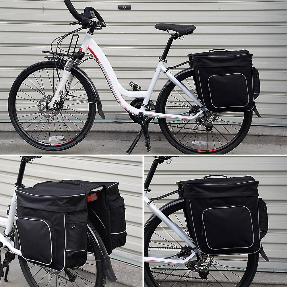 Cycling 2 In 1 30l Bicycle Black Rear Double Side Rack Bag Tail Seat Pannier Outdoor Cycling Saddle Storage No.316281