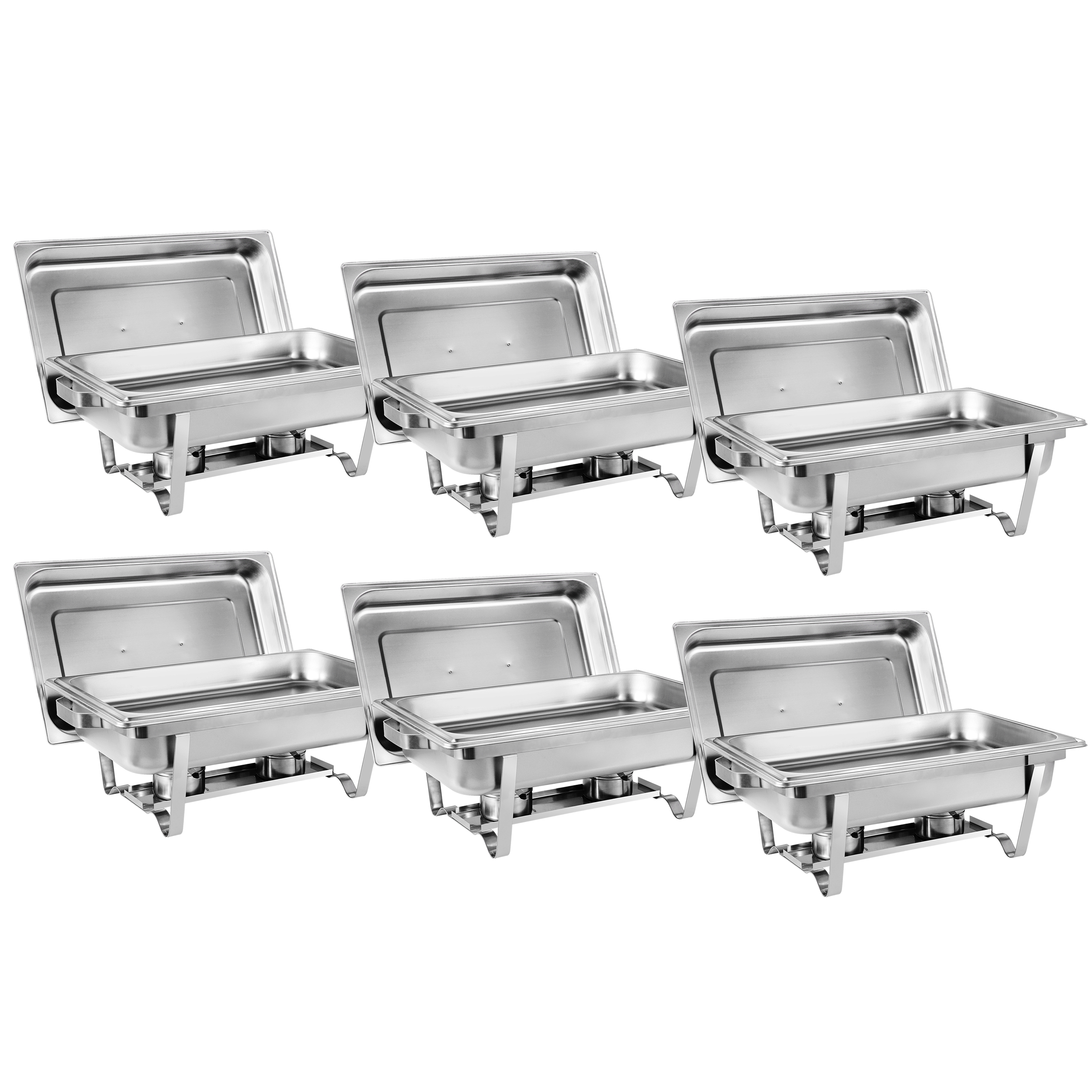 ZENY 6 Packs Stainless Steel Chafing Dish 8 Quart Catering Buffet Warmer， Silver