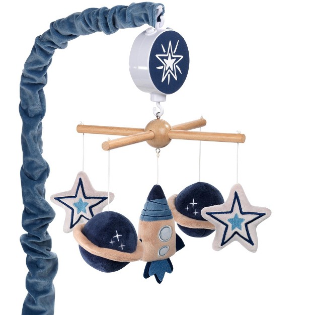 Lambs amp Ivy Sky Rocket Planets stars Musical Baby Crib Mobile Soother Toy Blue