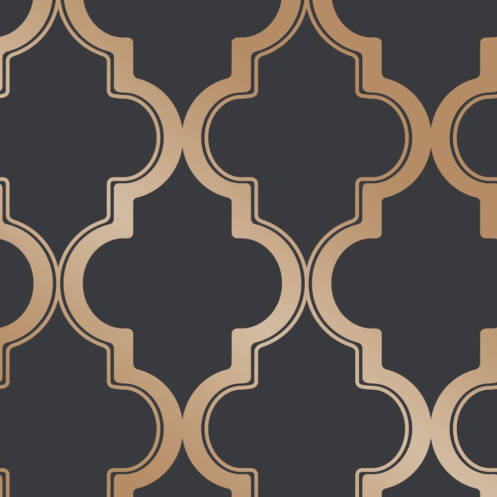 Marrakesh Peel & Stick Wallpaper in Midnight and Metallic Gold