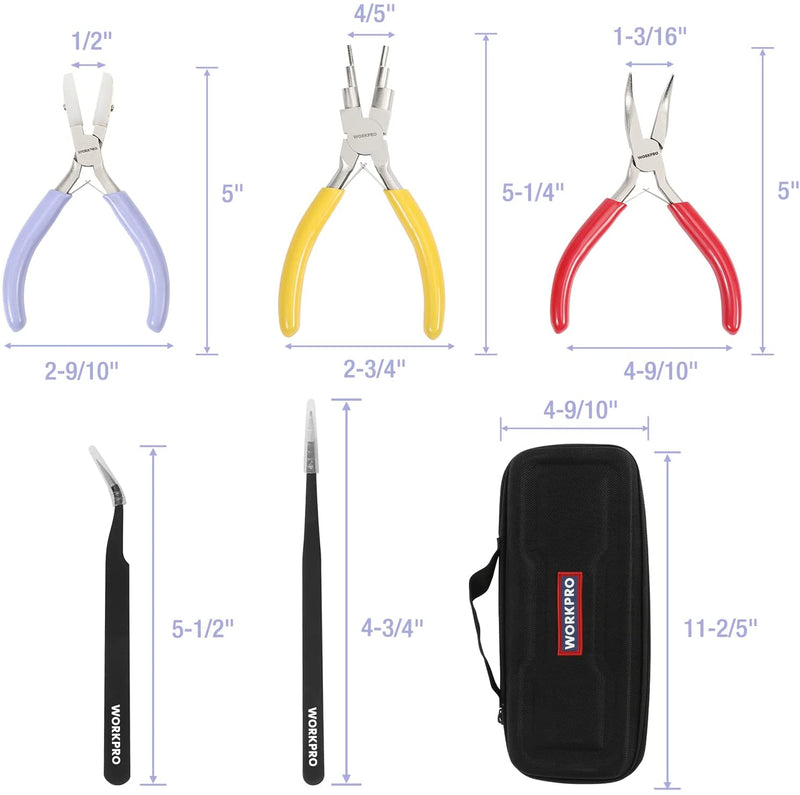 WORKPRO 5 Pieces Jewelry Pliers， Jewelry Tools Includes 6 IN 1 Wire L