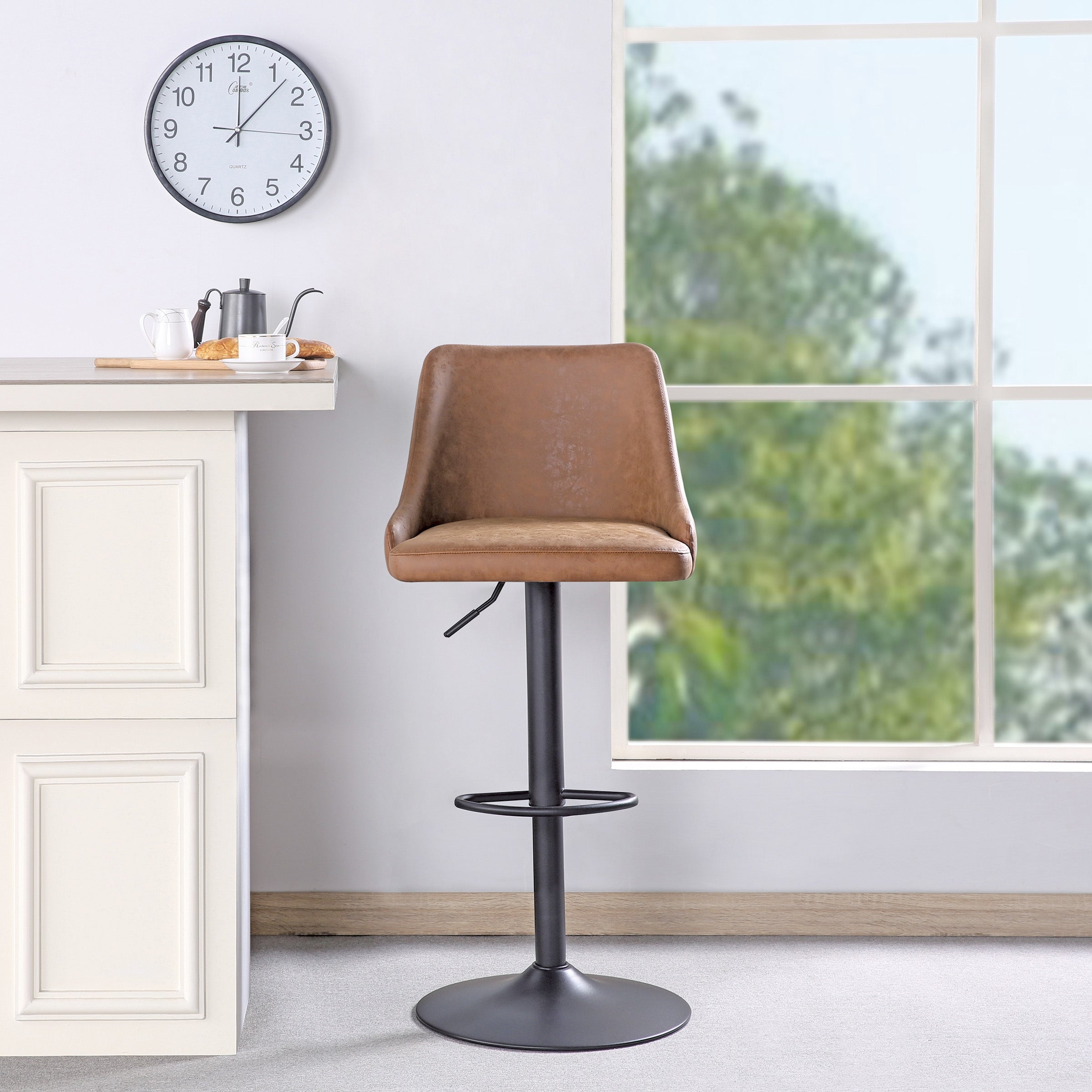 OS Home and Office Furniture Sylmar Height Adjustable Stool in Sand Faux Leather