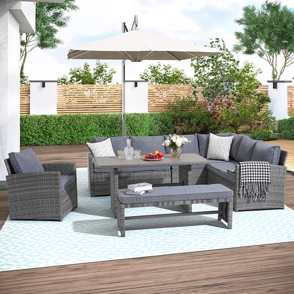 Outdoor 8piece Wicker conversation set Patio Sofa Furniture with Cushion