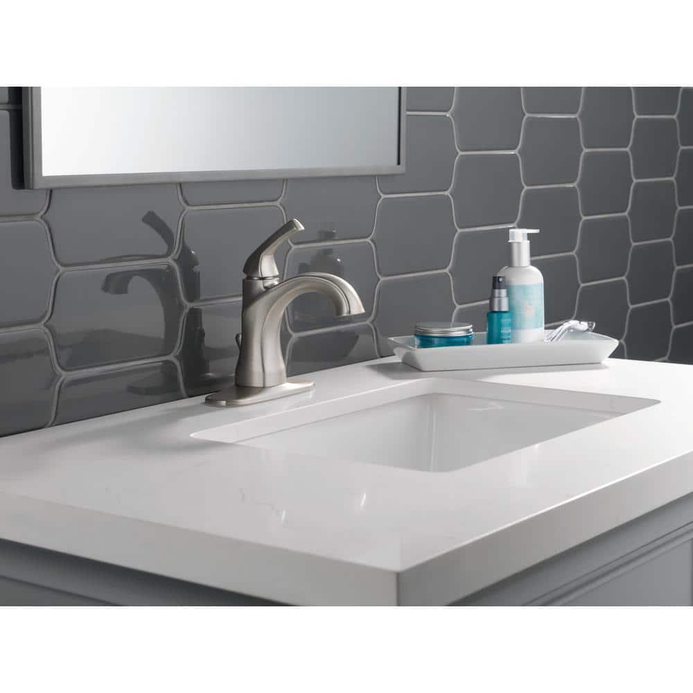 Delta Portwood Single Hole SingleHandle Bathroom Faucet in SpotShield Brushed Nickel