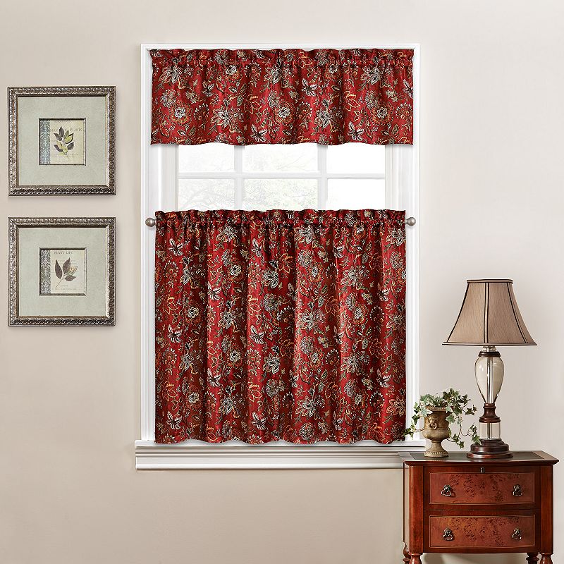 Traditions by Waverly Navarra Tier and Valance Kitchen Window Curtain Set