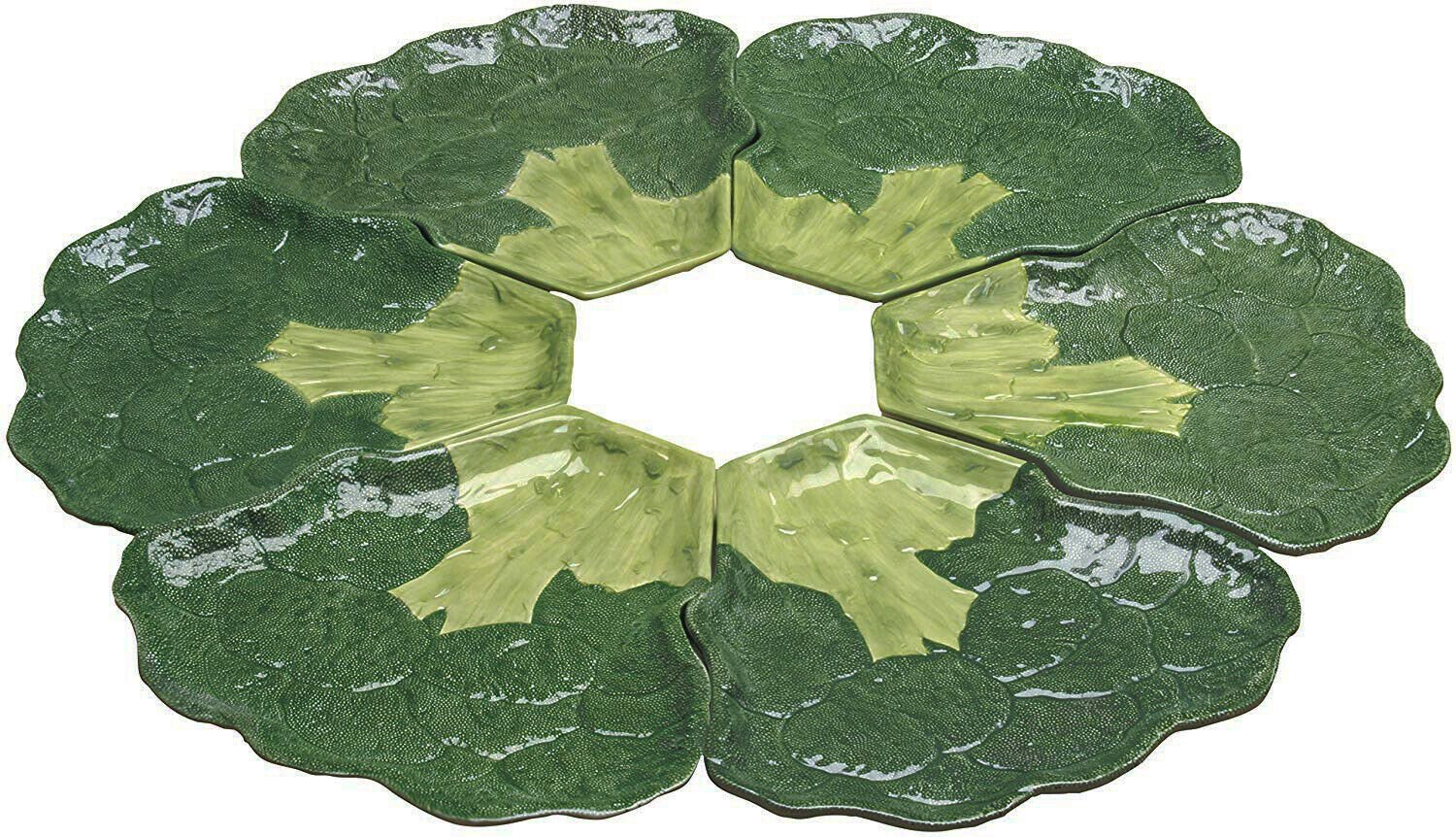 1 Gourmet Kitchen Ceramic Broccoli Steak Shaped Collage Serving Plates Set of 6 EBR02