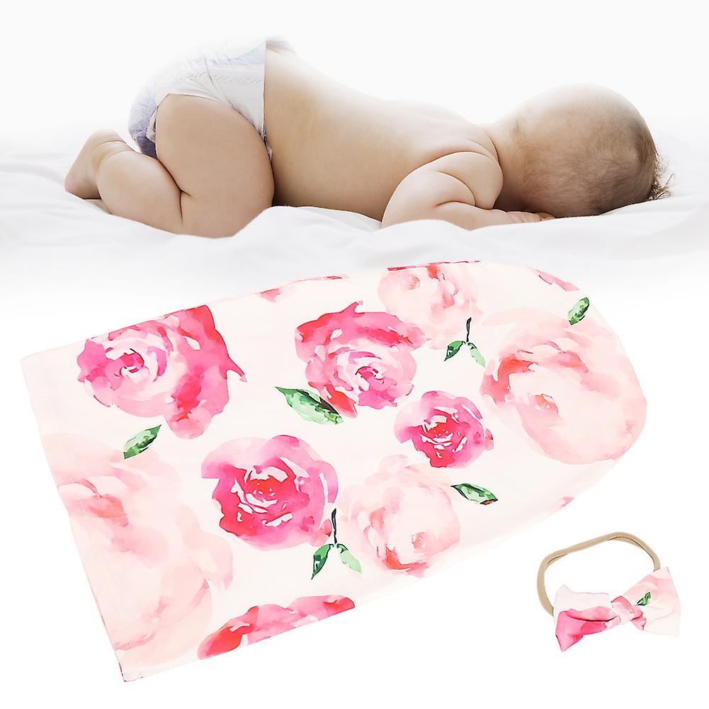 Baby Sleeping Bag Infant Newborn Sleep Swaddle Keep Warm + Headband (pink Rose)