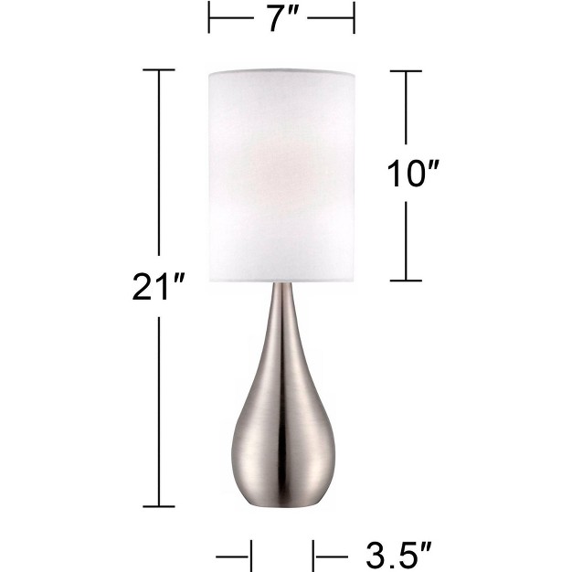 High Set Of 2 Brushed Nickel Metal Teardrop White Cylinder Shade For Bedroom Living Room House Home