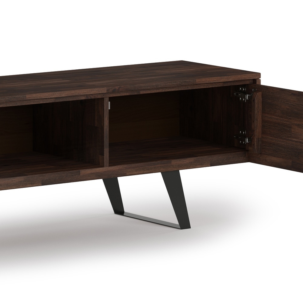 WYNDENHALL Mitchell SOLID WOOD 72 inch Wide Modern Industrial TV Media Stand For TVs up to 80 inches