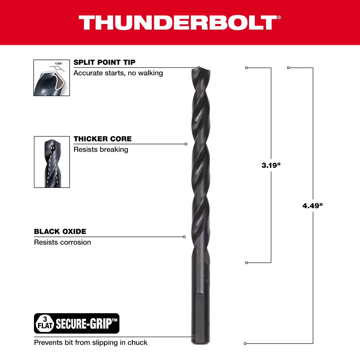 MW Thunderbolt 5/16 in. X 4-1/2 in. L Drill Bit 1 pc