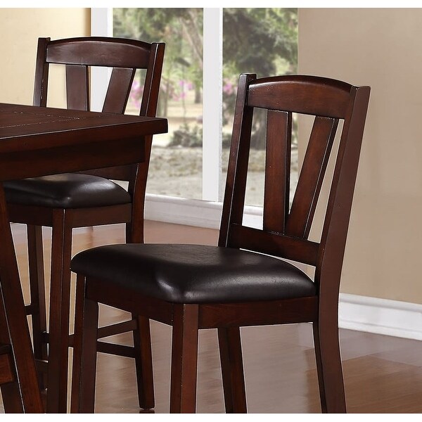 Dark Walnut Wood Framed Back Set of 2 Counter Height Dining Chairs