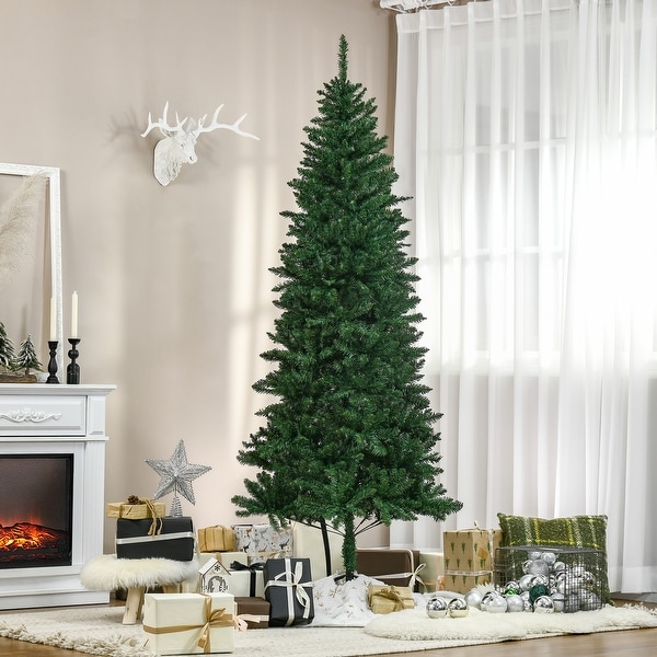 7' Tall Unlit Slim Fir Artificial Christmas Tree with Realistic Branches