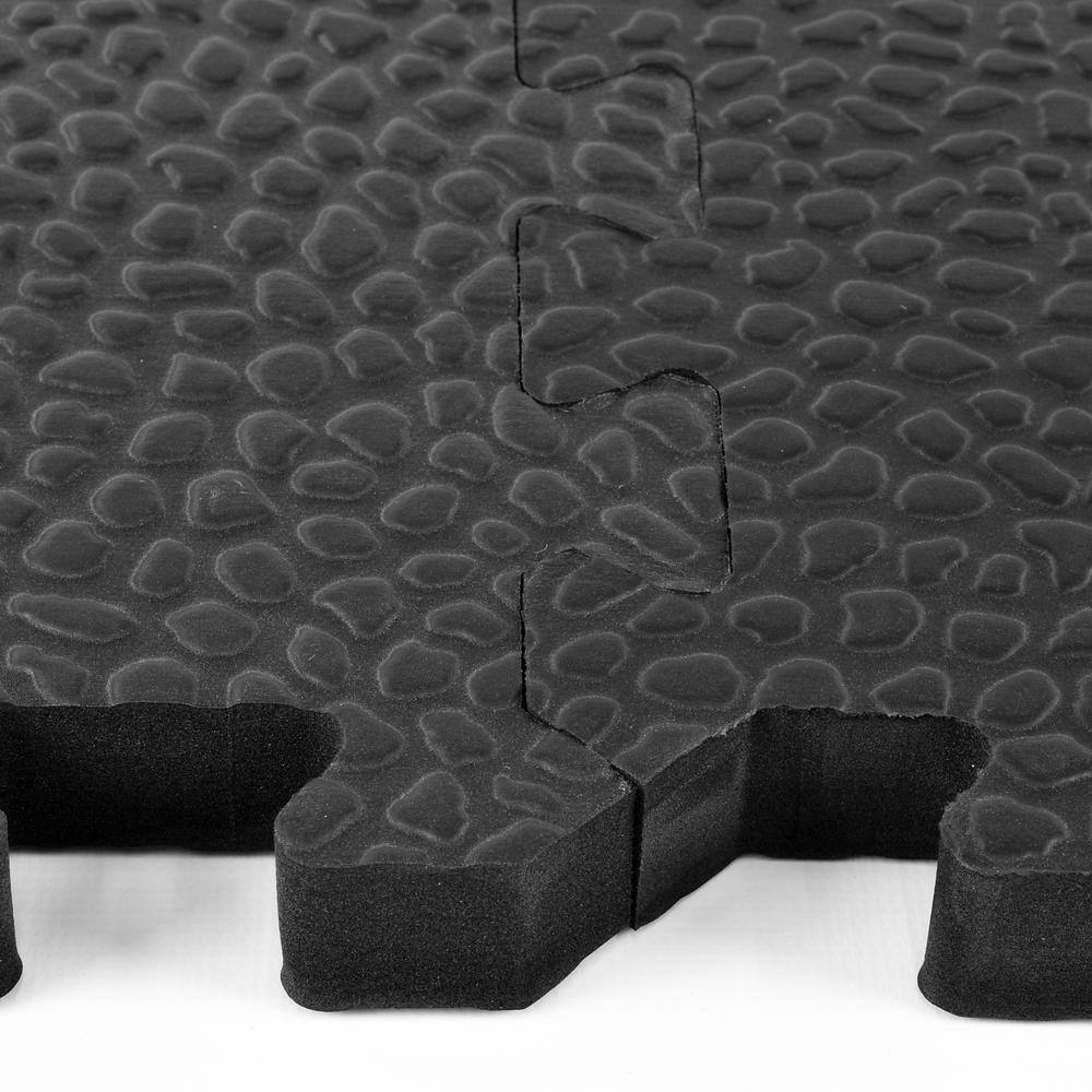 Greatmats Pebble Top Black 24 in. x 24 in. x 34 in. Foam Interlocking Gym Floor Tile (38.75 sq. ft.) (Case of 10) PEB34-10