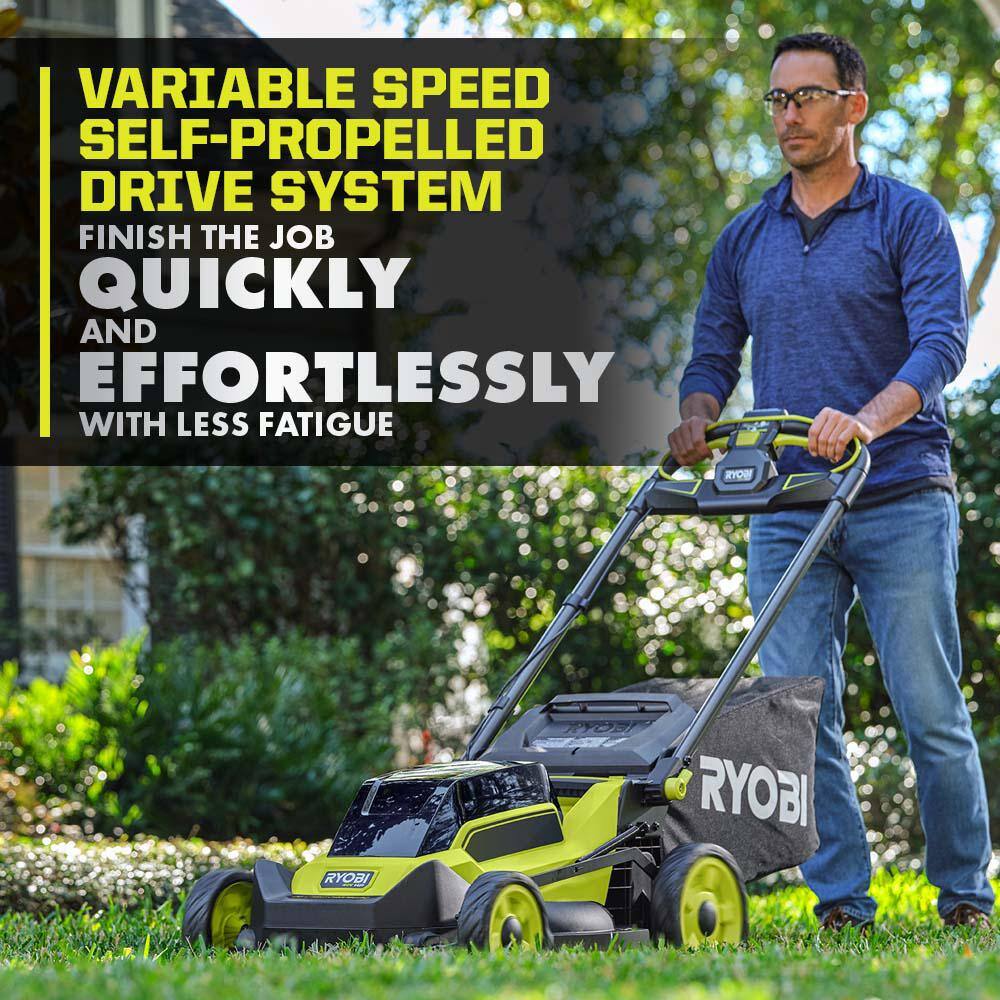 RYOBI 40V HP Brushless 20 in. Cordless Electric Battery Walk Behind Self-Propelled Mower with 6.0 Ah Battery and Charger RY401180