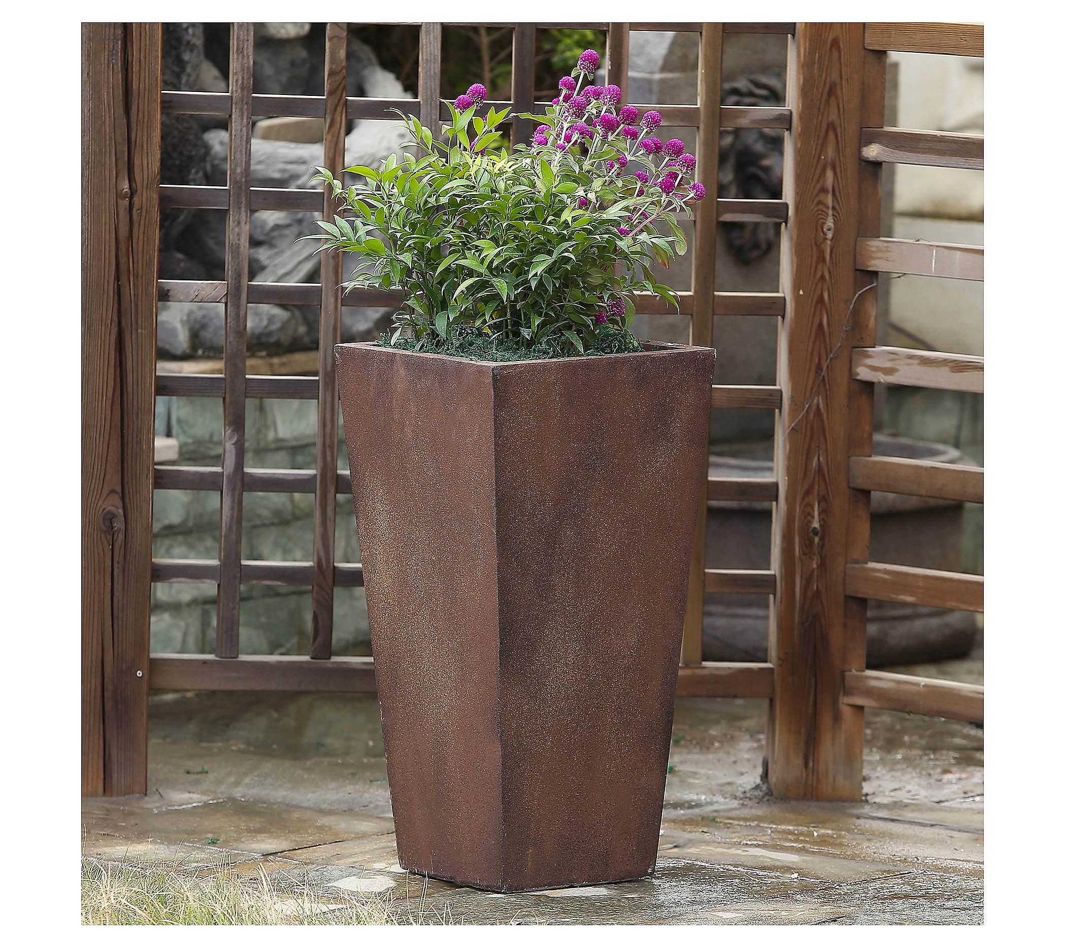 Luxen Home Rustic Brown 18.3 Tall Angled Planter