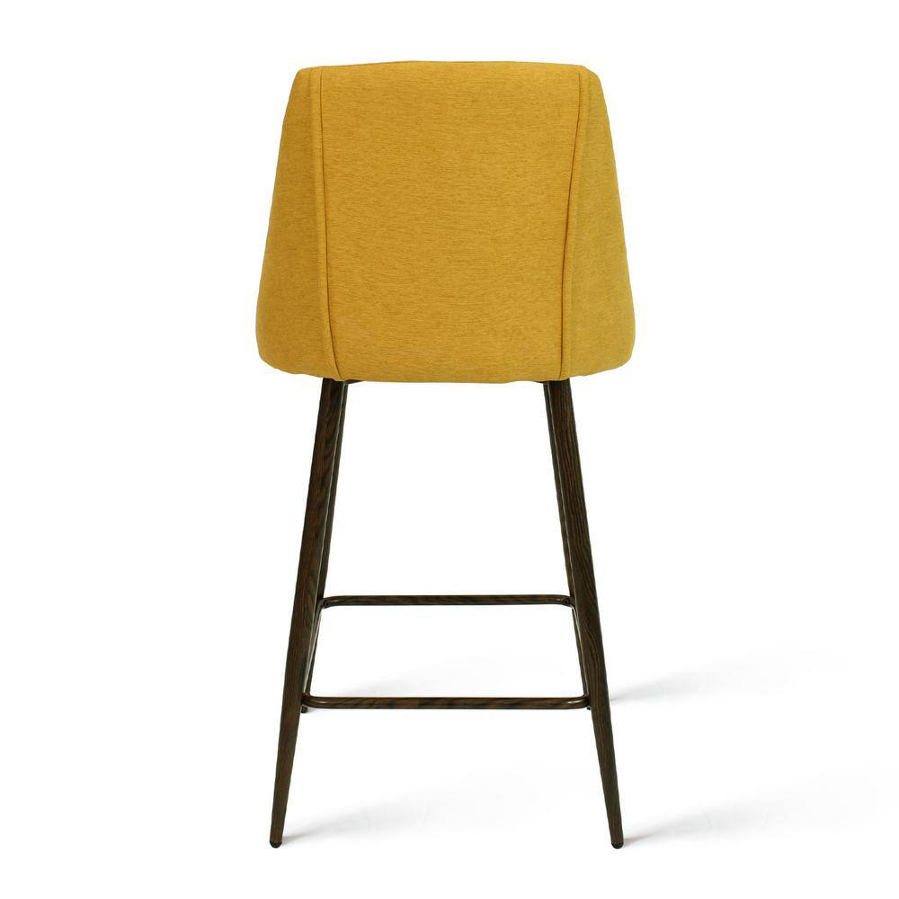 Elevens CHOLE Yellow Fabric Upholstered 26 in. Full Back Metal Frame Counter Stool (Set of 2) (19 in. W x 39 in. H) CHOLE-MIDBAR-YELLOW