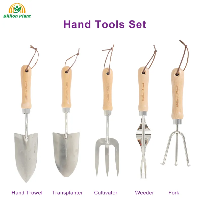 Outdoor  flower potted plants maintenance wooden handle fork shovel mini hand garden tools