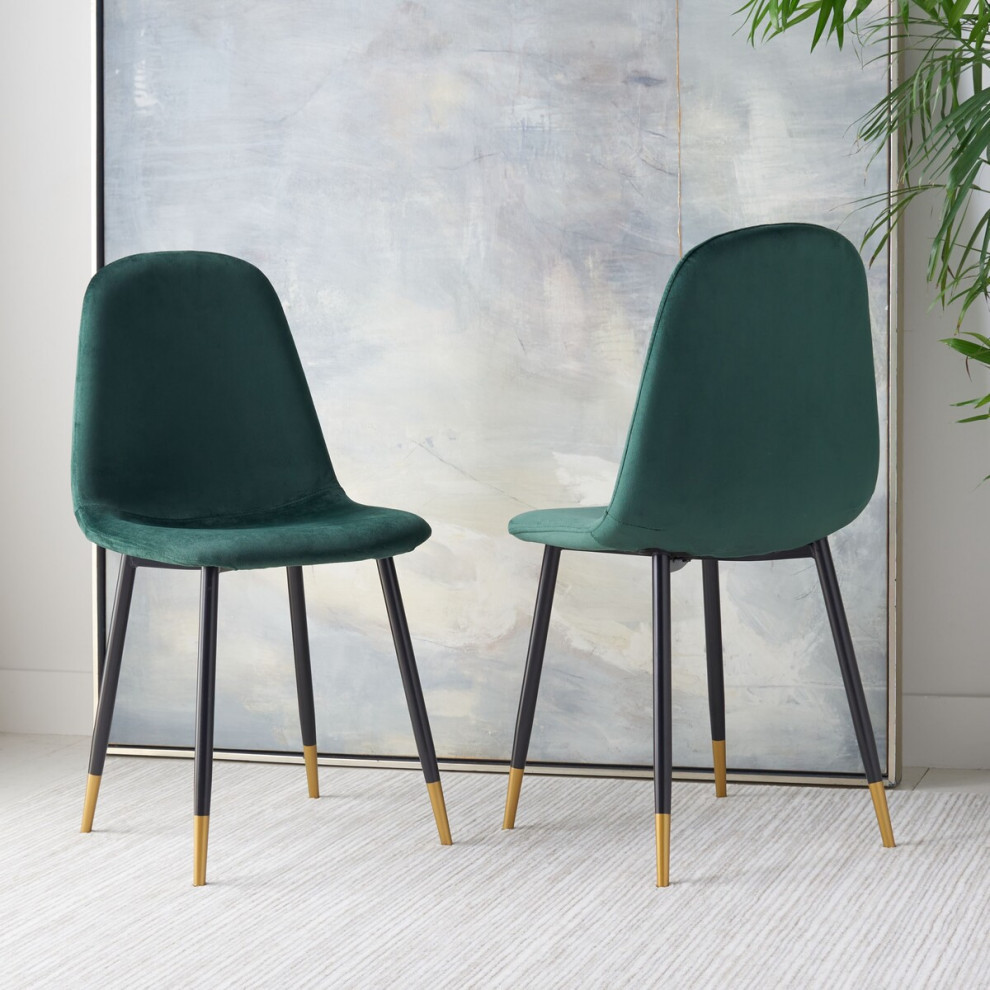 Alexi Dining Chair set of 2 Green / Black   Midcentury   Dining Chairs   by AED Luxury Home Decor  Houzz