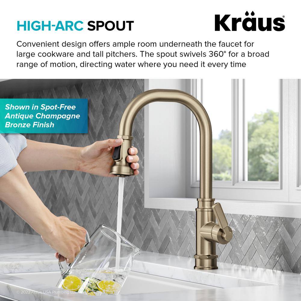 KRAUS Allyn Transitional Industrial Pull-Down Single Handle Kitchen Faucet in Matte Black KPF-4101MB