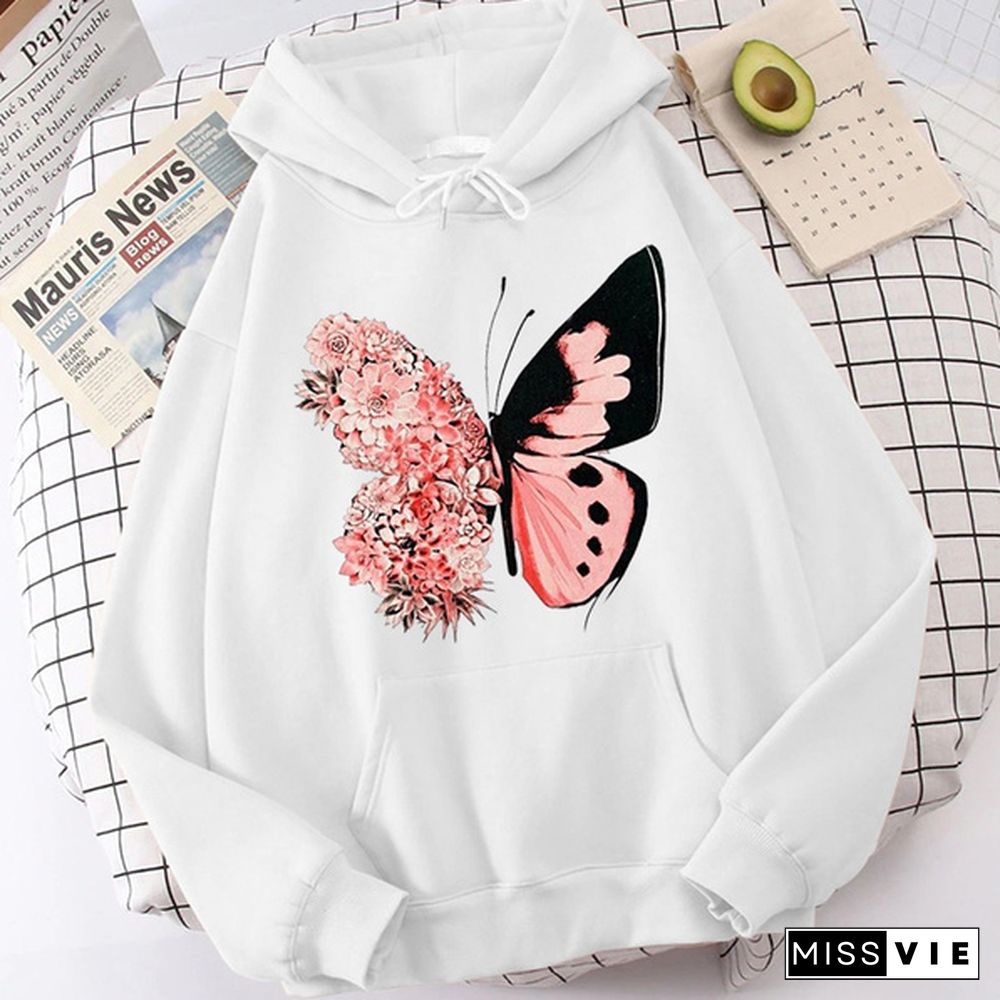 Fashion Funny Butterfly Hoodies For Women Creative Personalized Autumn Winter Sweatshirt Ladies Pullovers