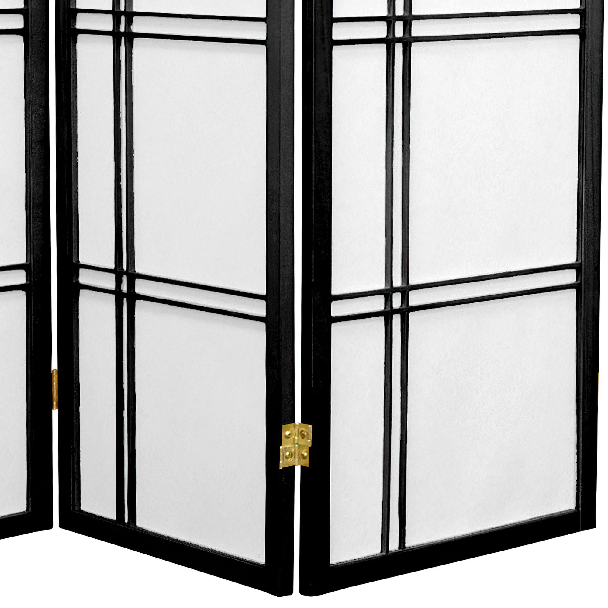 Oriental Furniture 3 Ft Tall Double Cross Shoji Screen, black, 3 panel