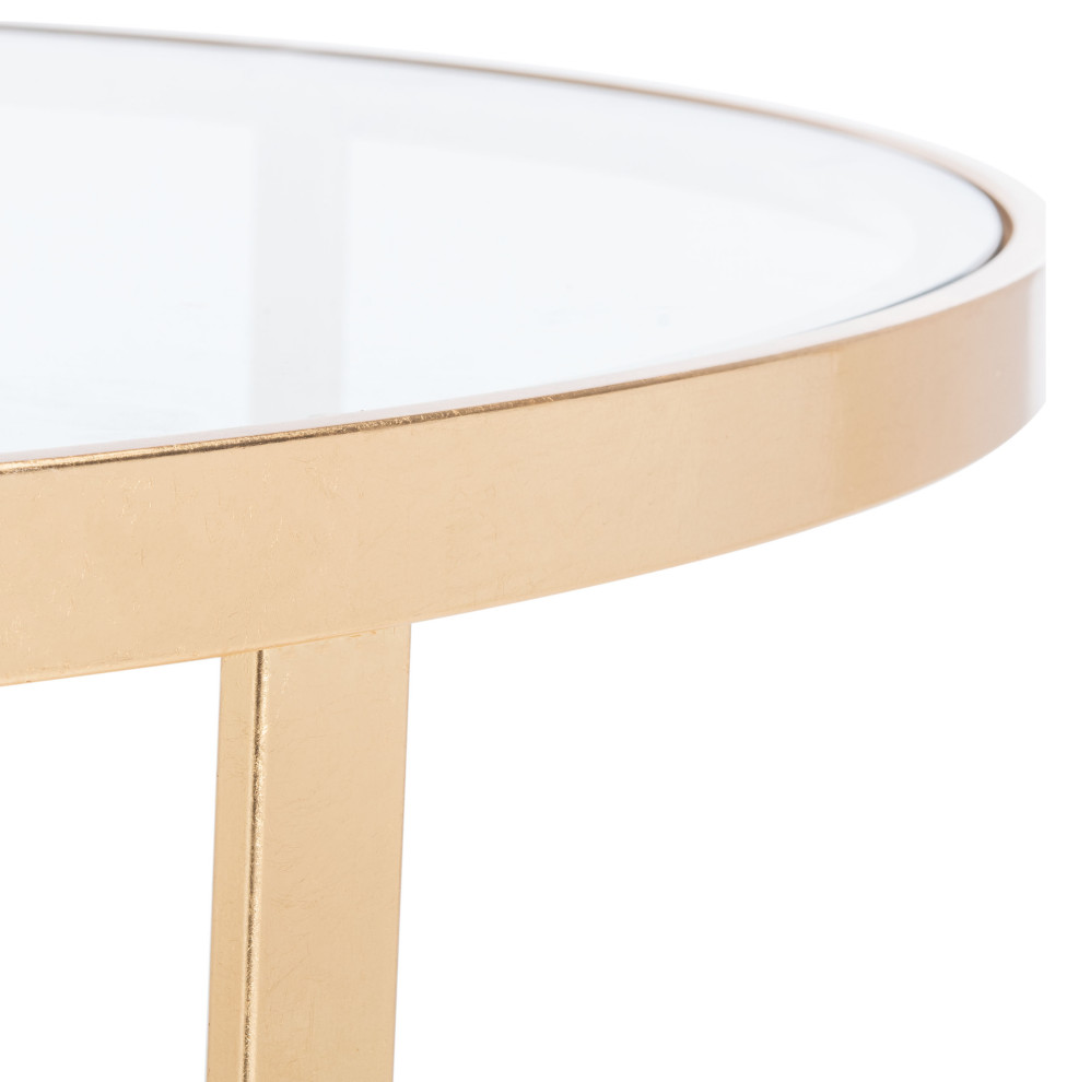 Mona Round Gold Leaf Coffee Table Gold Safavieh   Contemporary   Coffee Tables   by HedgeApple  Houzz