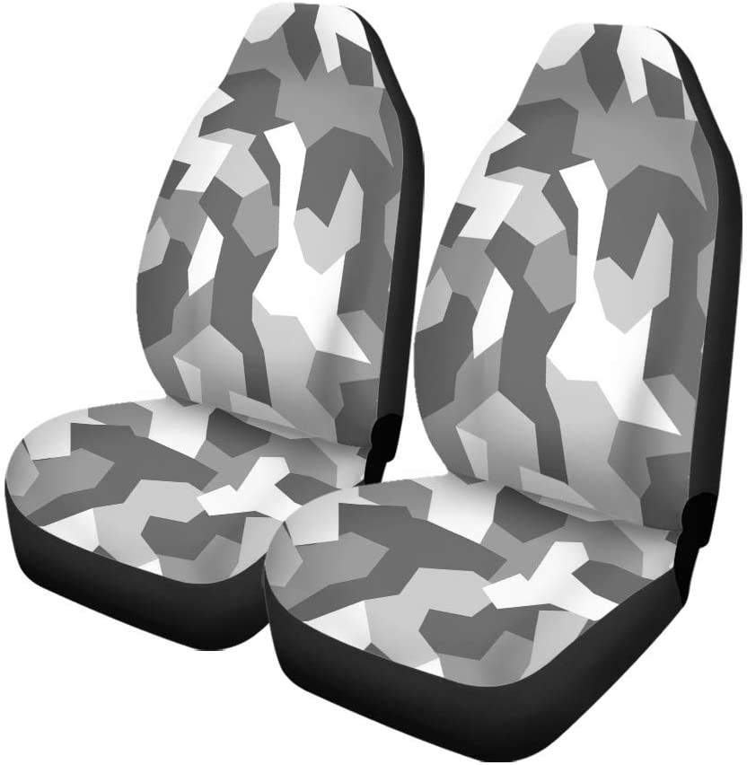 ZHANZZK Set of 2 Car Seat Covers Camouflage Geometric Texture Universal Auto Front Seats Protector Fits for Car，SUV Sedan，Truck