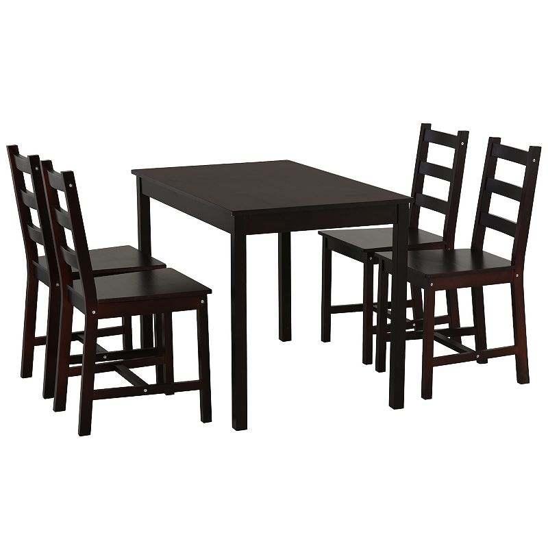 HOMCOM 5 Piece Dining Room Table Set Wooden Kitchen Table and Chairs for Dinette Breakfast Nook Chestnut Brown