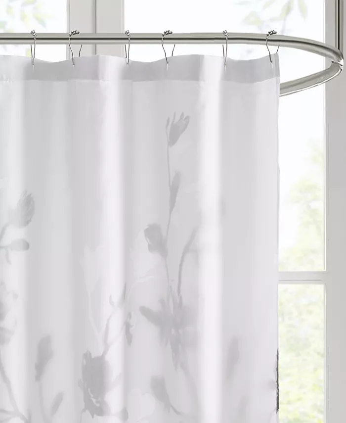 Madison Park Magnolia Floral Printed Burnout Shower Curtain 72 x 72