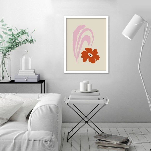 Americanflat Boho Botanical Wall Art Room Decor Dropping Pink Flower By Miho Art Studio