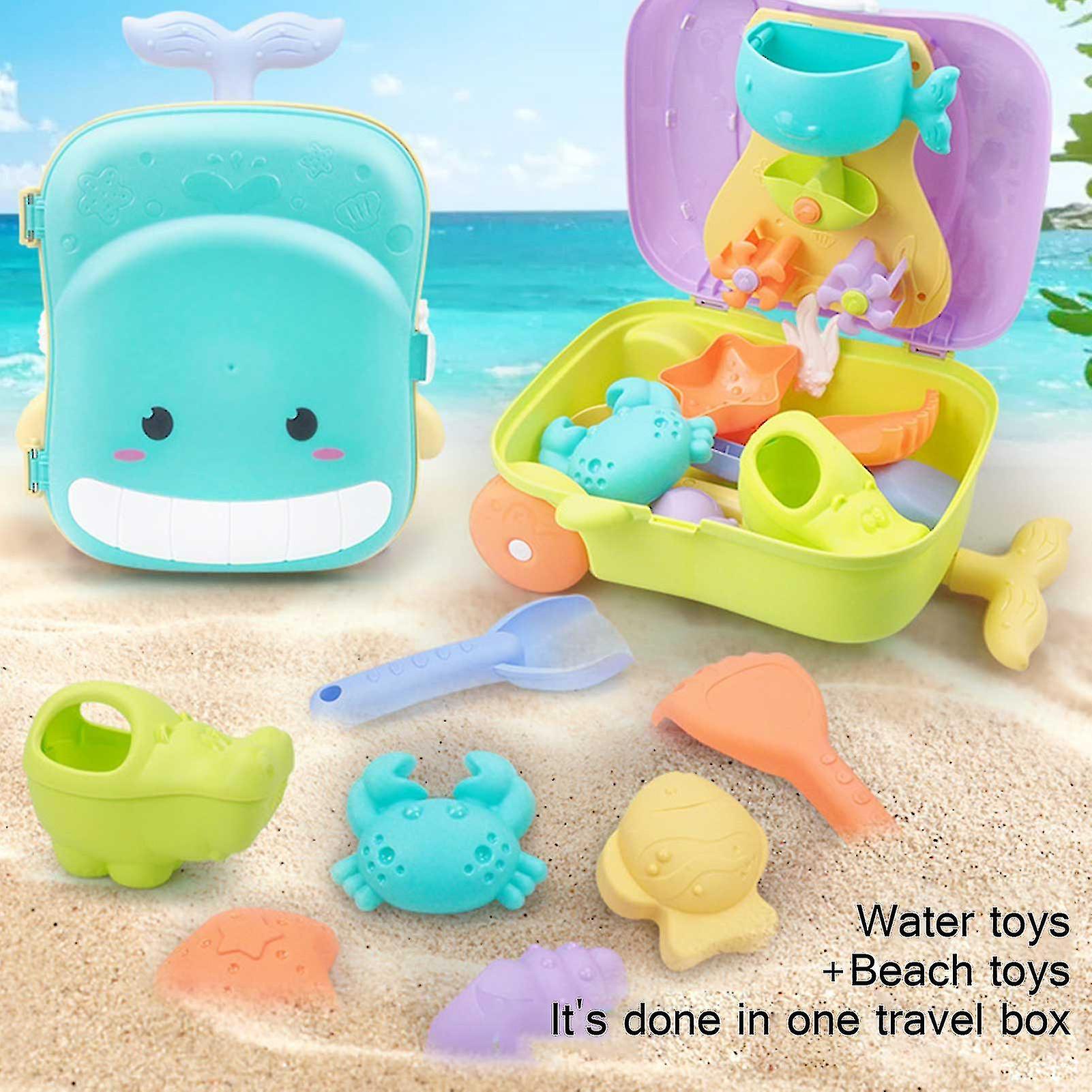 2 In 1 Creative Beach Set Baby Bathing Children Summer Outdoor Sand Molds Toys With Suitcase