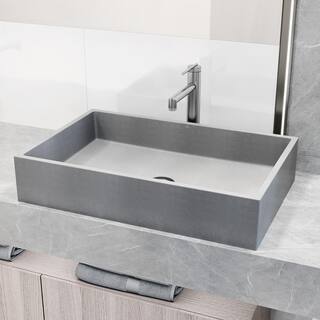 VIGO Orvieto Gothic Gray Concreto Stone 15 in. L x 24 in. W x 5 in. H Rectangular Vessel Bathroom Sink VG04070